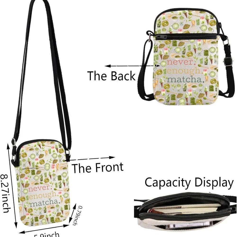 Matcha Lover Gift Crossbody Bag Canvas Compact Organizer Travel